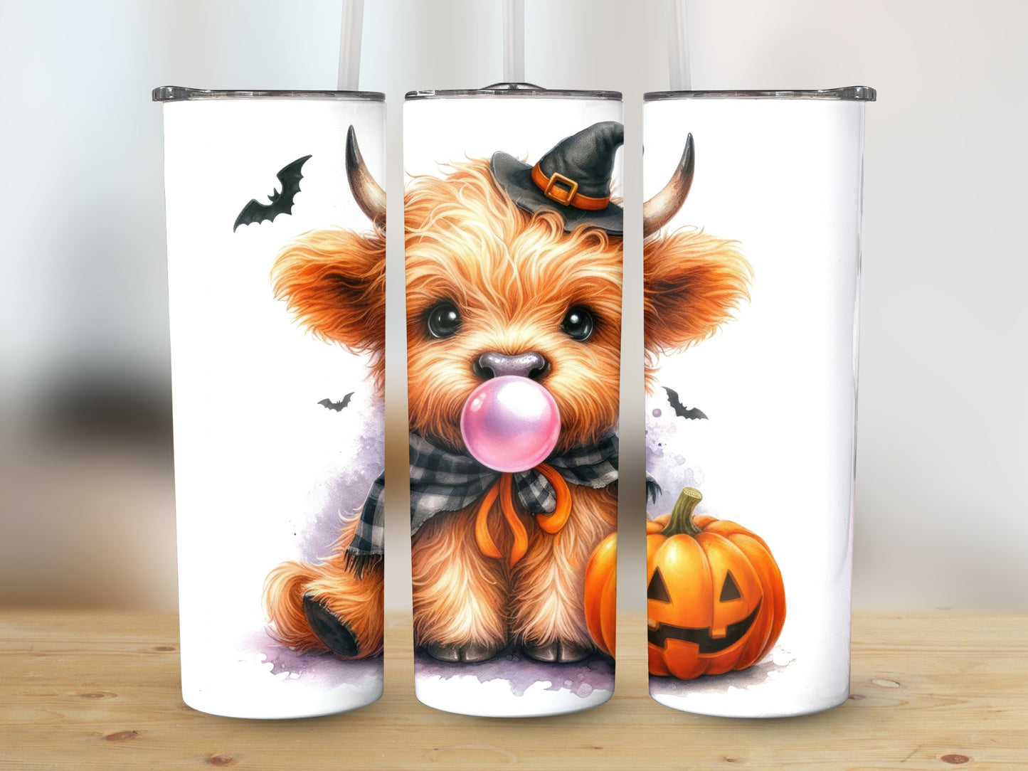 Halloween Tumbler Cups, Cute Dog Witch Costume, Pumpkin Bat Graphics, Fall Drinkware Set