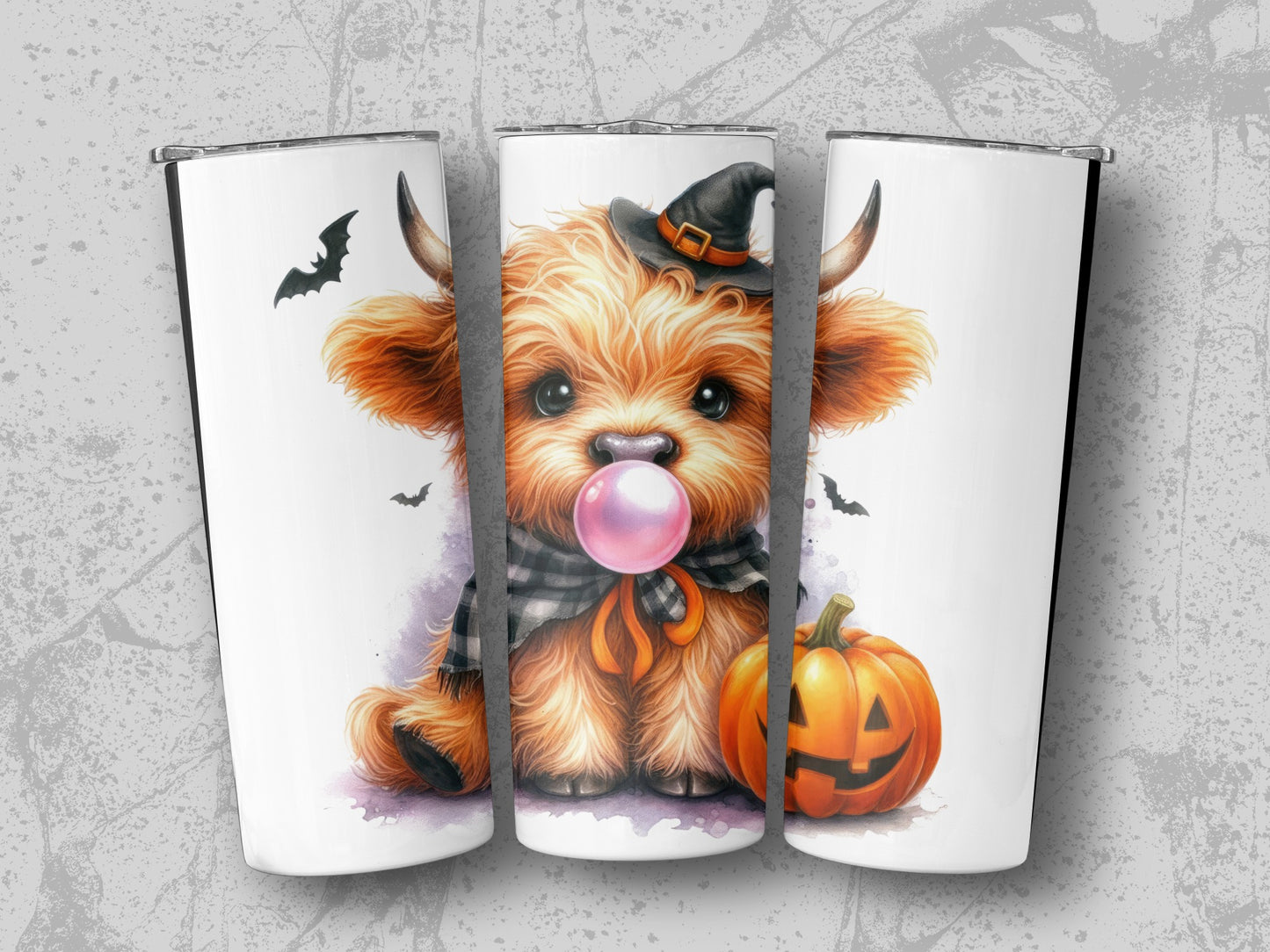 Halloween Tumbler Cups, Cute Dog with Pumpkin and Bat Design, Spooky Season Drinkware, Gift Idea