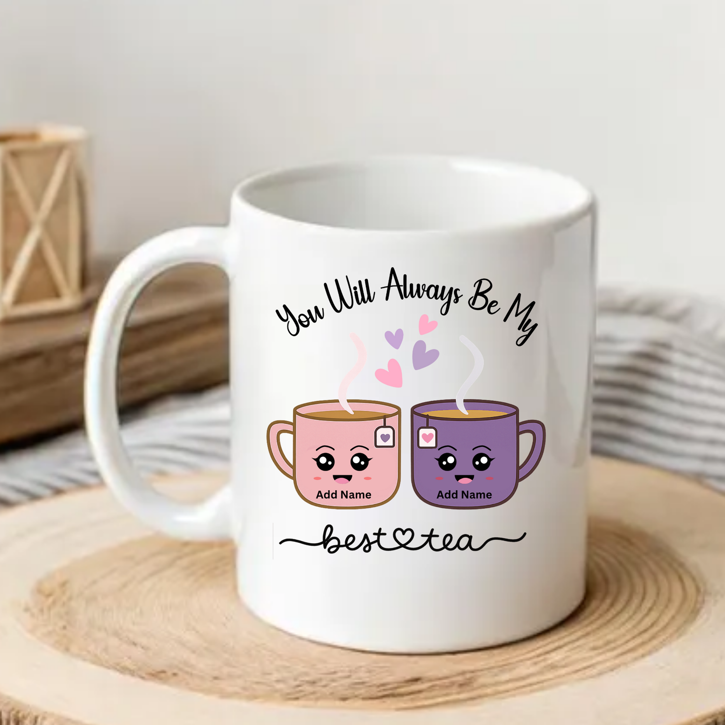 Best Tea Personalised Gift with Names – Cute Tea cup Design for Best Friends Gift 11oz ceramic mug