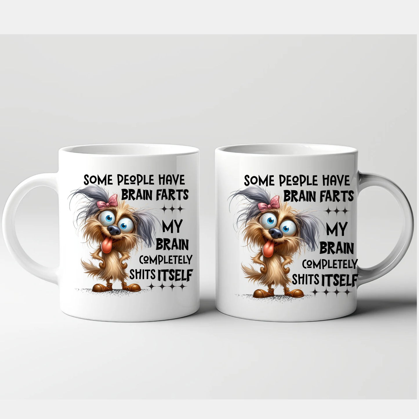 Funny Dog Mug – “Brain Farts” Quote – 11 oz Ceramic Coffee Cup