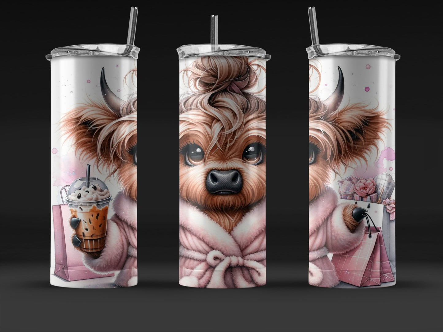 Cute Dog Print Tumbler, Insulated Travel Cup, Stainless Steel Mug with Straw, Animal Lover Gift