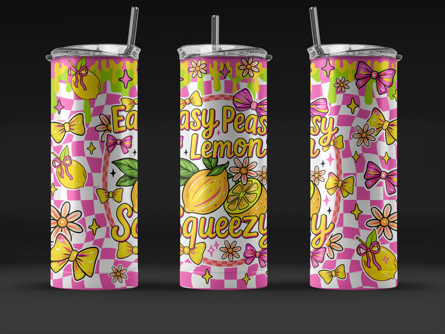 Colorful Easy Peasy Lemon Squeezy Tumbler, Summer Fruit Drink Cup, Stainless Steel Insulated Travel Mug