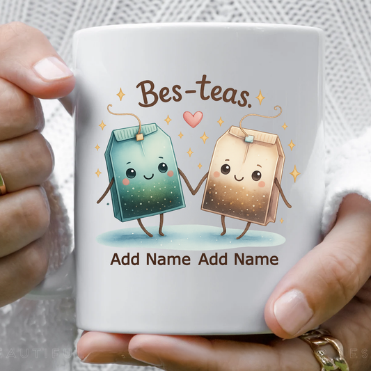 Bes-Teas Personalised Mug – Cute Tea Bag Friendship Gift for Best Friends