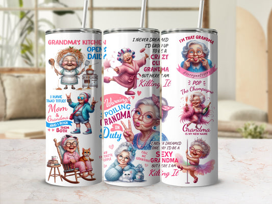 Grandma-Themed Tumblers, Custom Gift for Grandparents, Personalized Insulated Drinkware, Unique Family Present Ideas