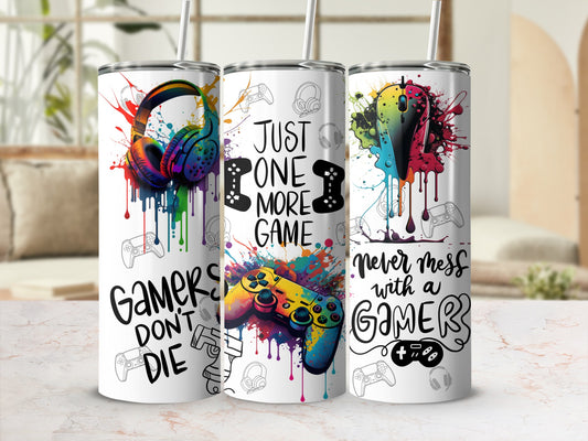 Colorful Gamer Tumblers, Gaming Stainless Steel Can, Gift for Gamers, Video Game Accessories, Unique Gamer Decor, Durable Drinkware